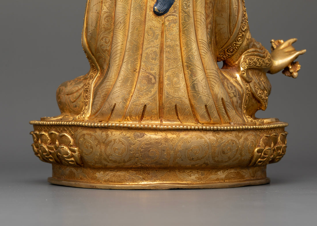 Guru Padmasambhava Sculpture Seated on Lotus Throne