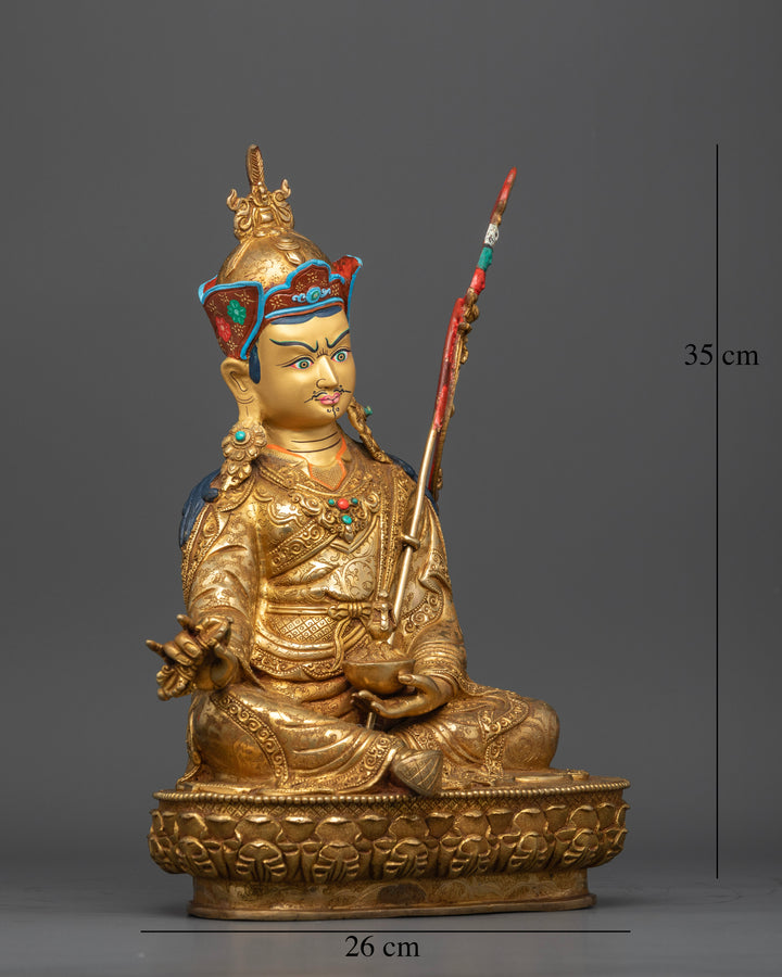 Guru Padmasambhava Sculpture Seated on Lotus Throne