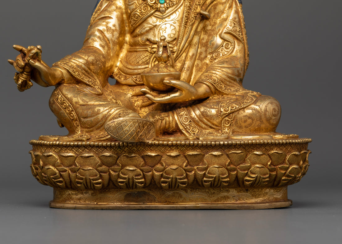 Guru Padmasambhava Sculpture Seated on Lotus Throne