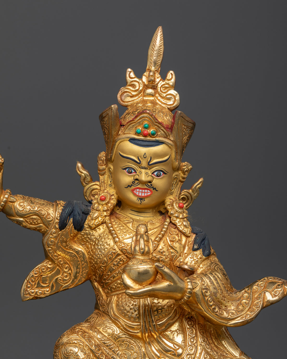 Standing Guru Rinpoche Statue in Gold Glided