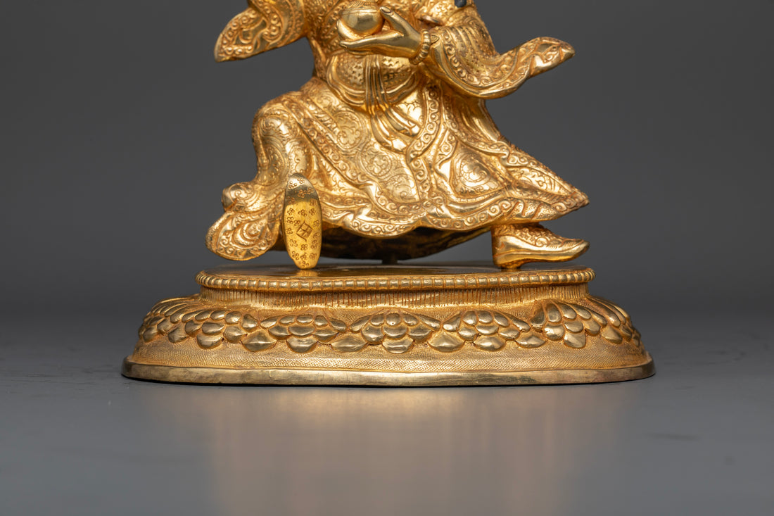 Standing Guru Rinpoche Statue in Gold Glided