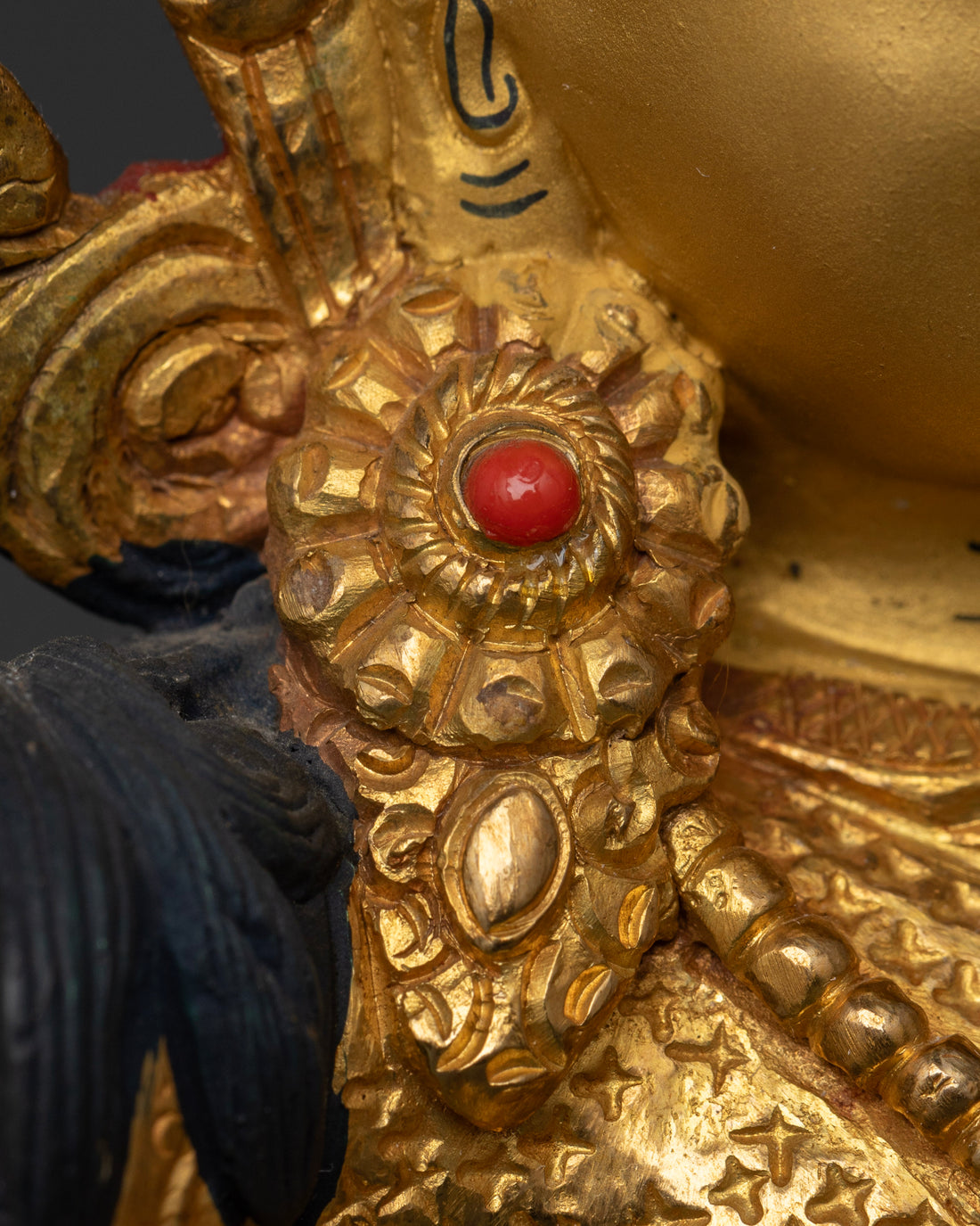 Standing Guru Rinpoche Statue in Gold Glided