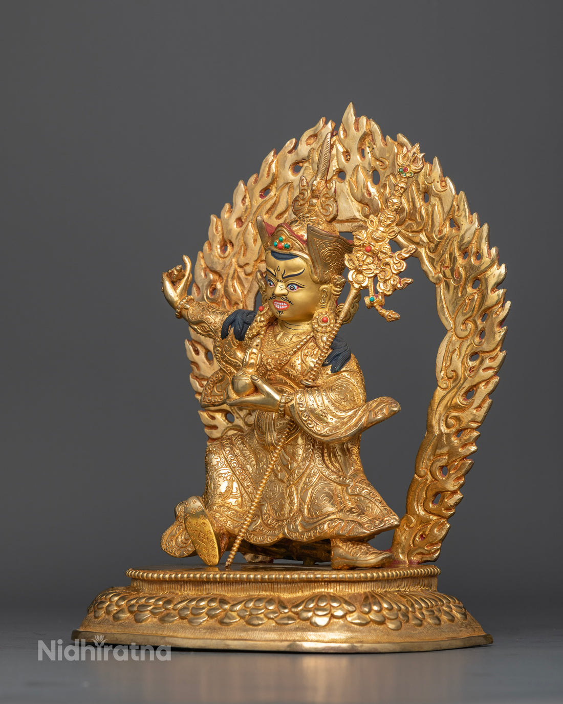 Standing Guru Rinpoche Statue in Gold Glided