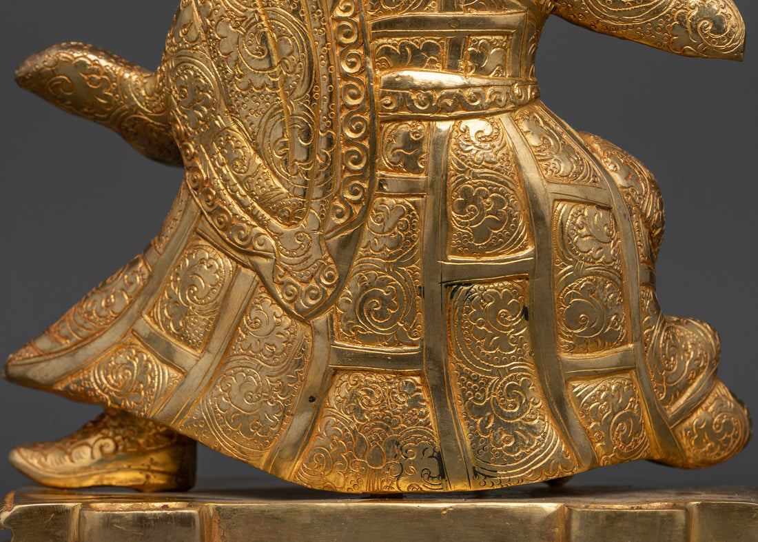 Standing Guru Rinpoche Statue in Gold Glided