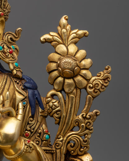 Buddhist Green Tara Sculpture | Traditional Hand Carved Statue