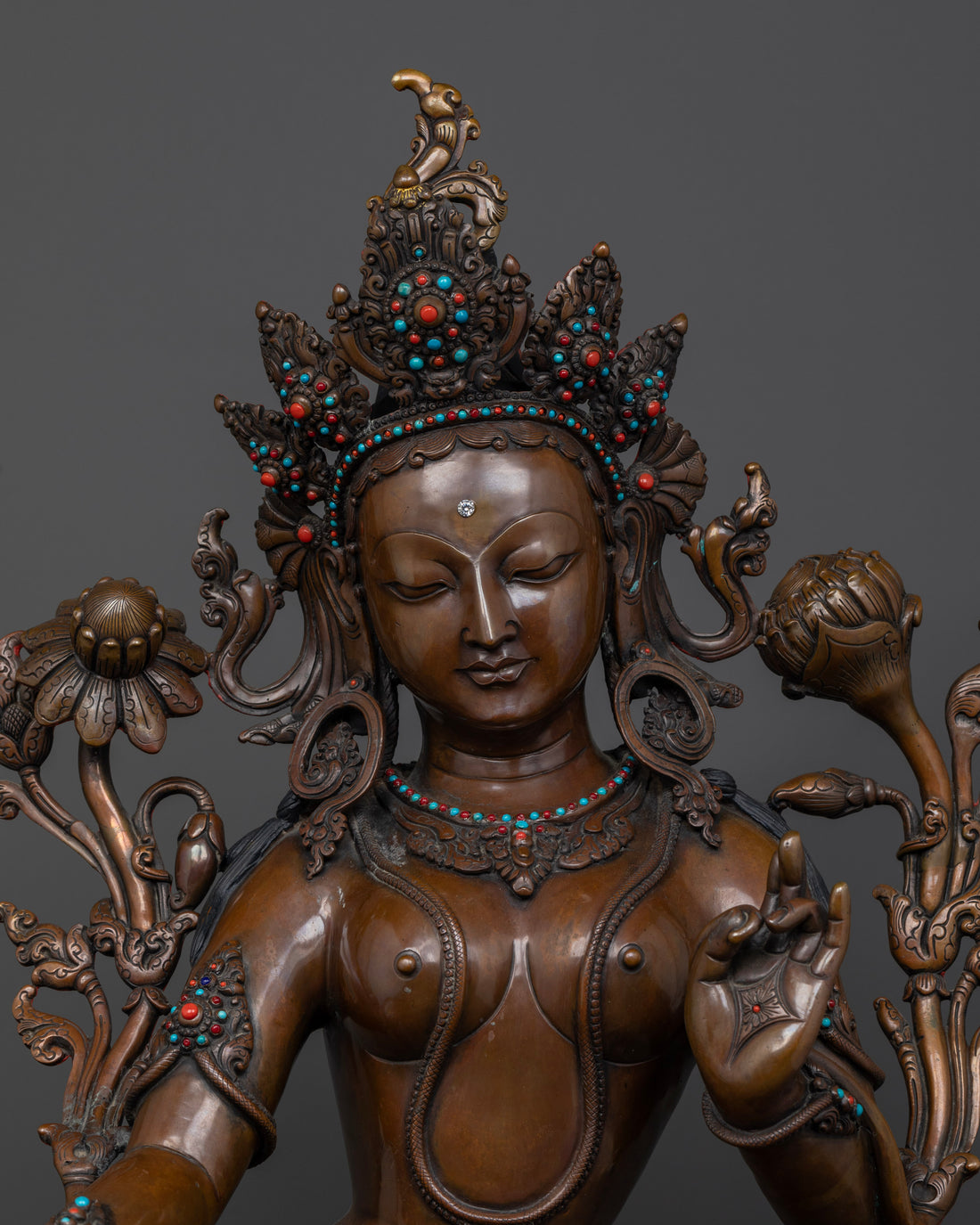 25.6 Inch Big Oxidized Green Tara Statue