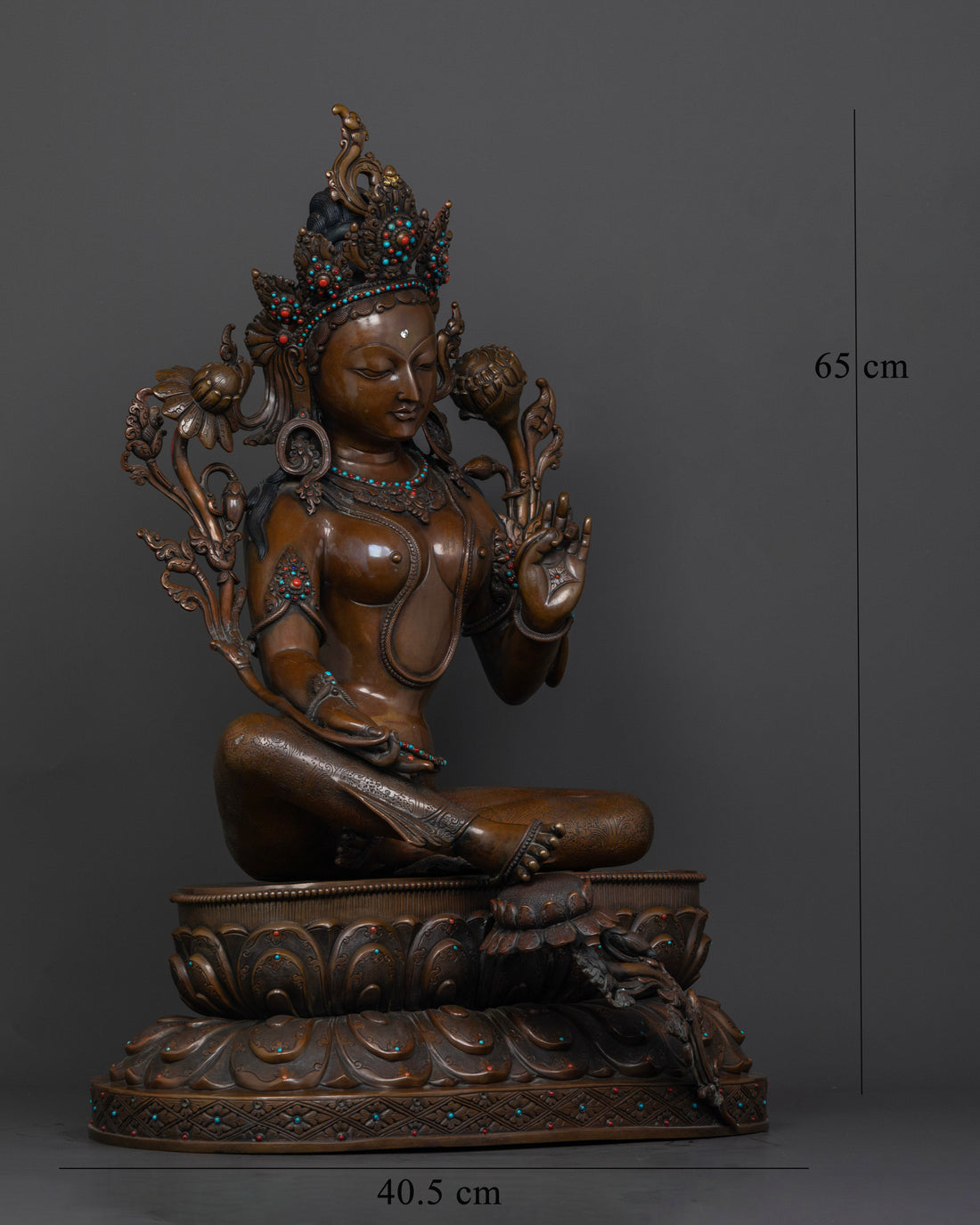 25.6 Inch Big Oxidized Green Tara Statue