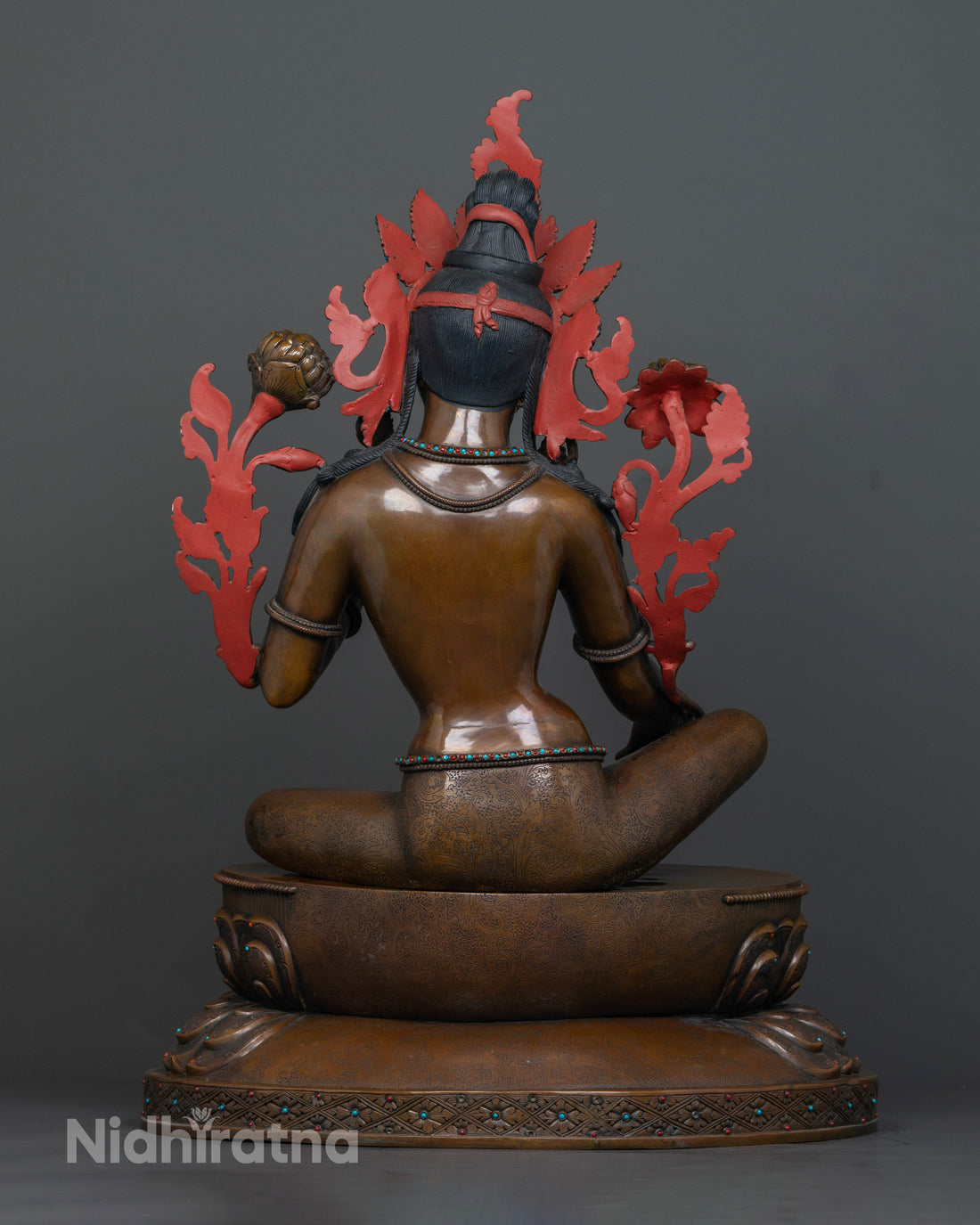 25.6 Inch Big Oxidized Green Tara Statue