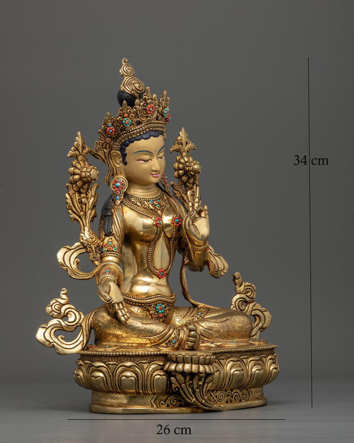 Green Tara Statue: Mother of Compassion & Savior