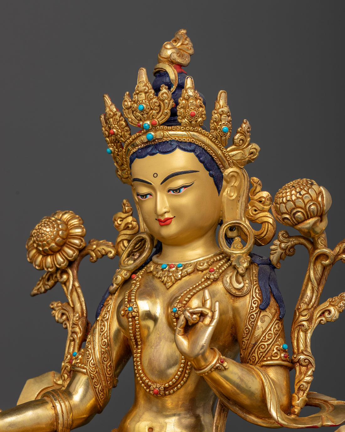 Green Tara: The Goddess of Liberation in Gold Gilded Splendor