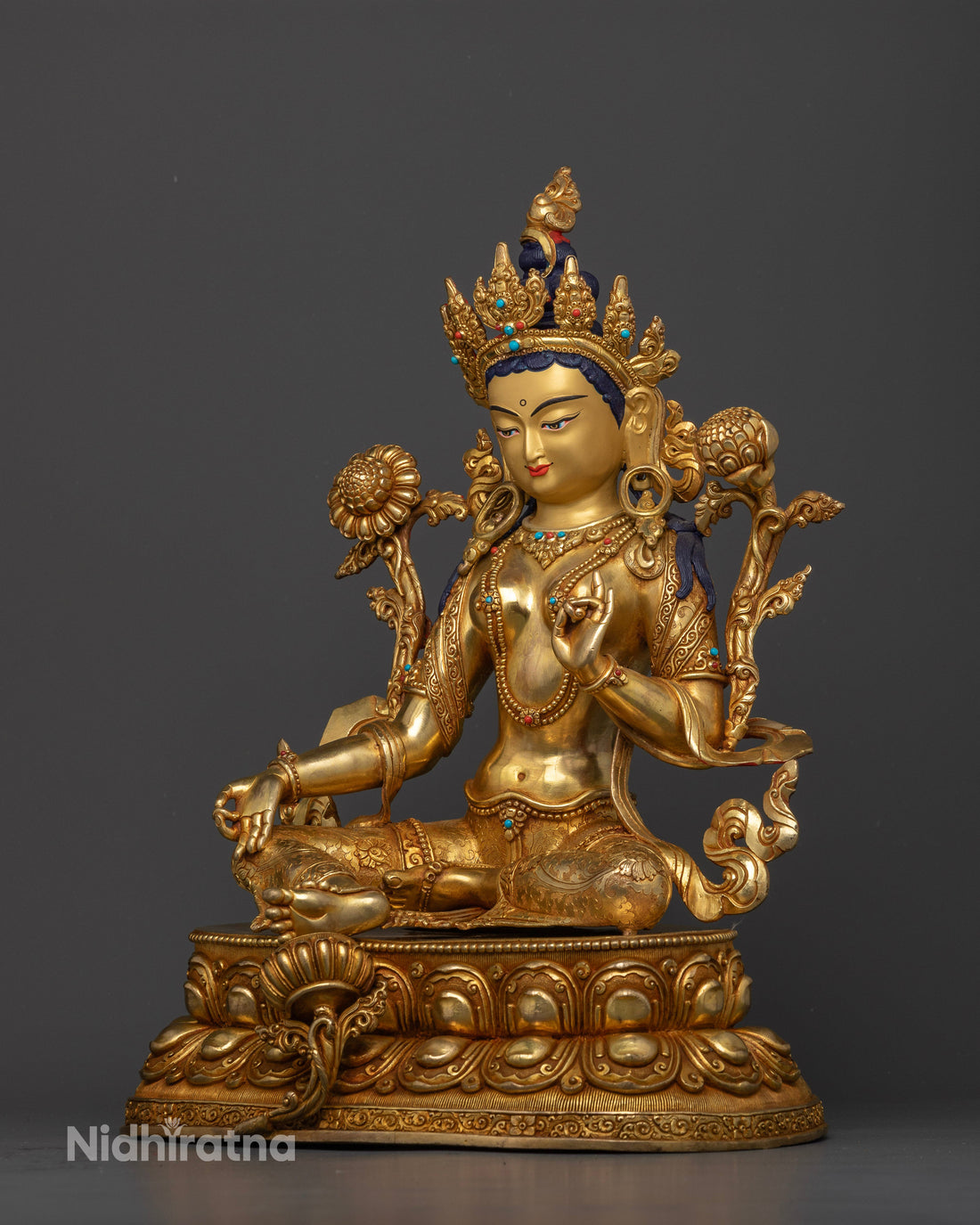 Green Tara: The Goddess of Liberation in Gold Gilded Splendor