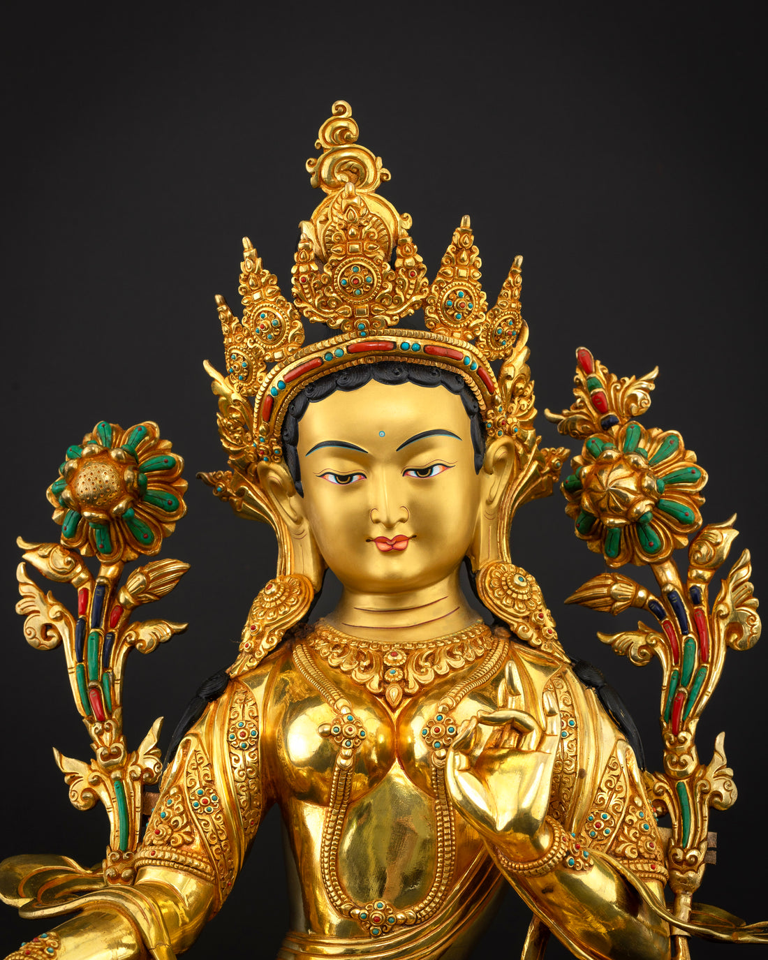 Green Tara Statue for Fulfilling Prayers and Safeguarding Devotees