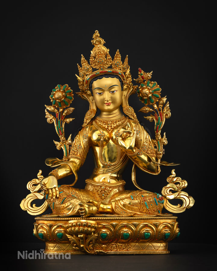 Green Tara Statue for Fulfilling Prayers and Safeguarding Devotees