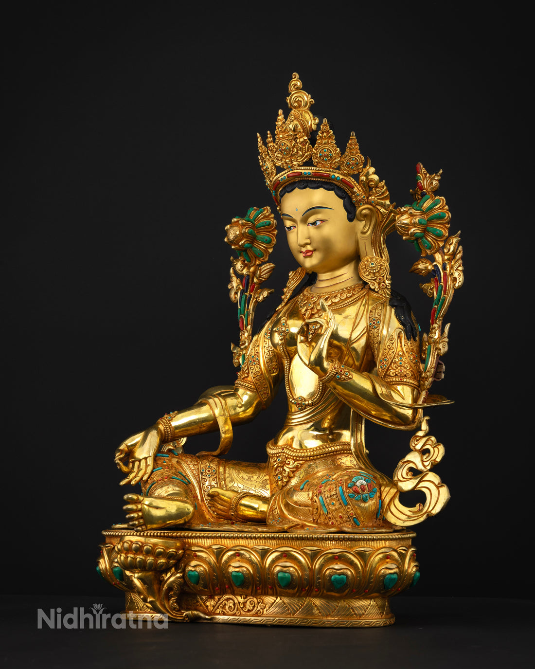 Green Tara Statue for Fulfilling Prayers and Safeguarding Devotees