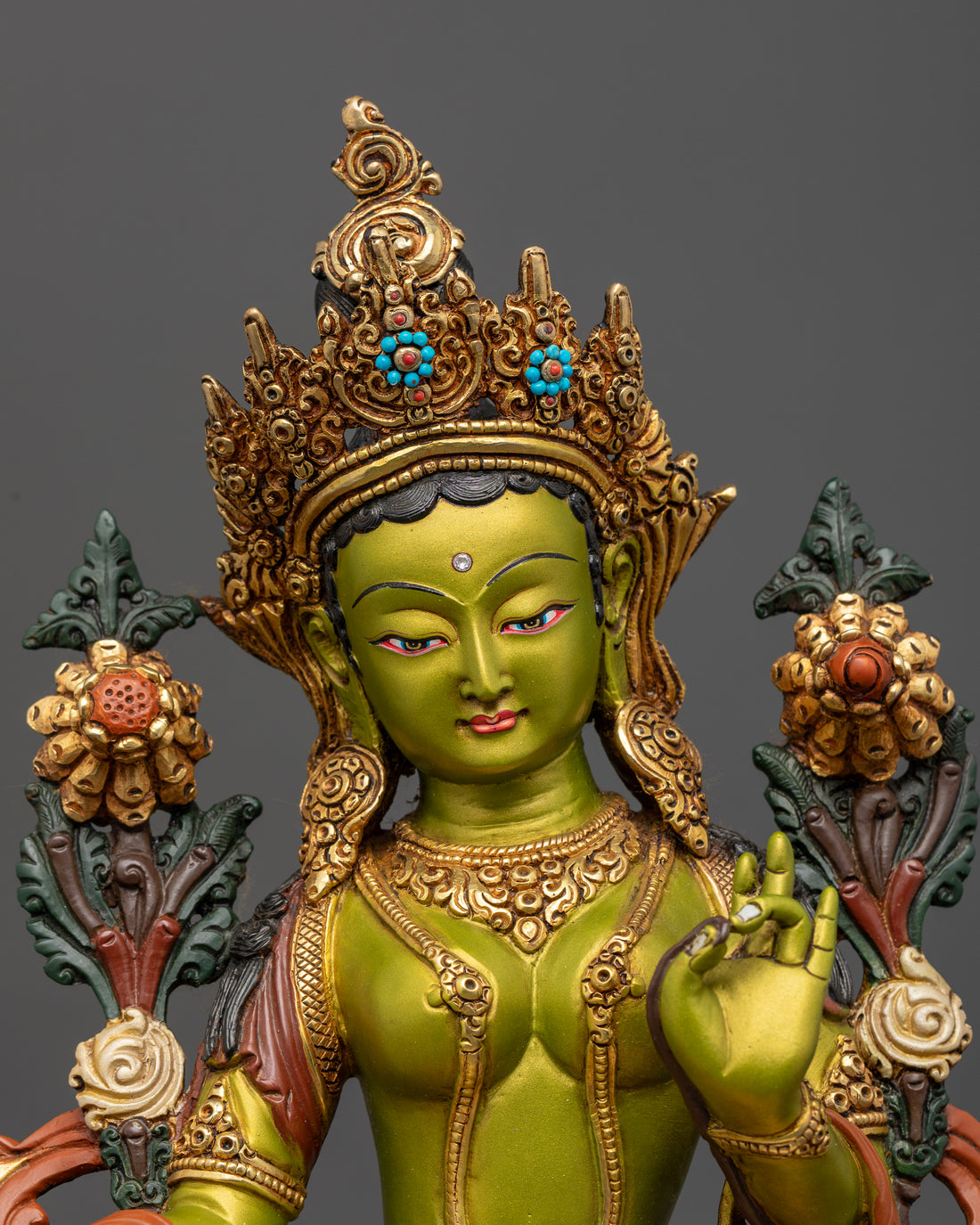 Elegant 13.5 Inch Green Tara Statue for Serenity