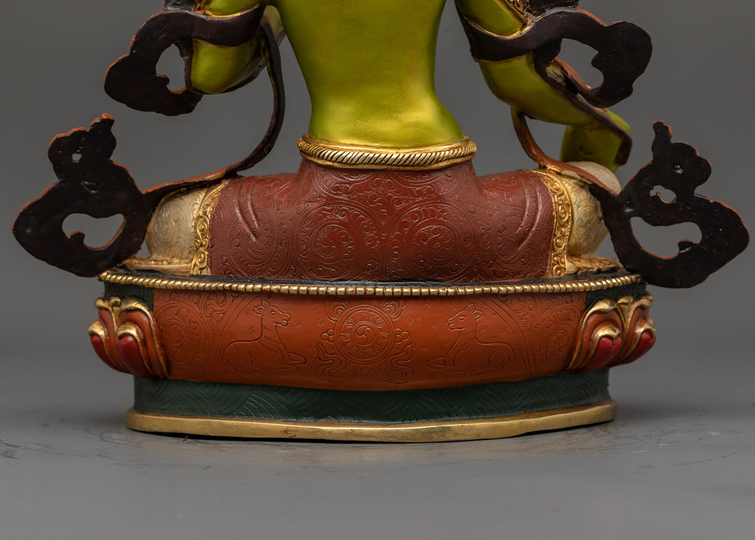 Elegant 13.5 Inch Green Tara Statue for Serenity