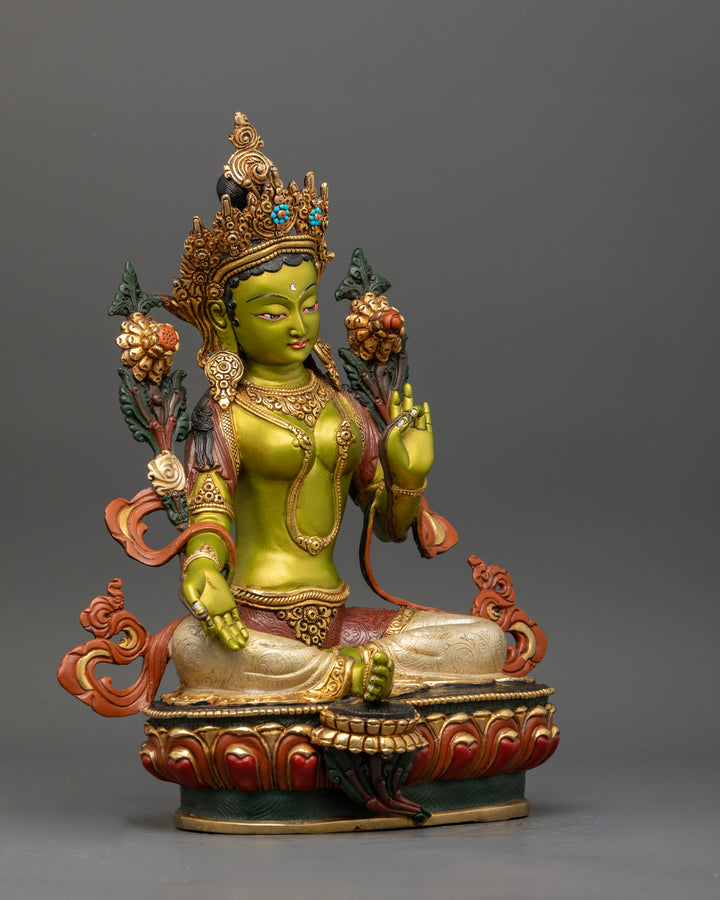 Green Tara Buddhist Goddess Statue | Himalayan Ritual Art