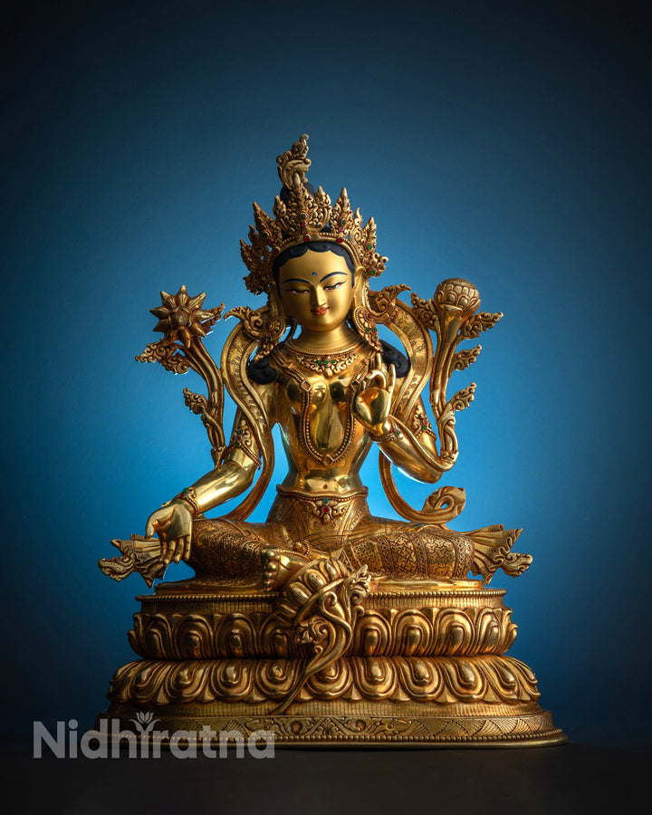 Green Tara Buddha Statue: Himalayan Tibetan Art