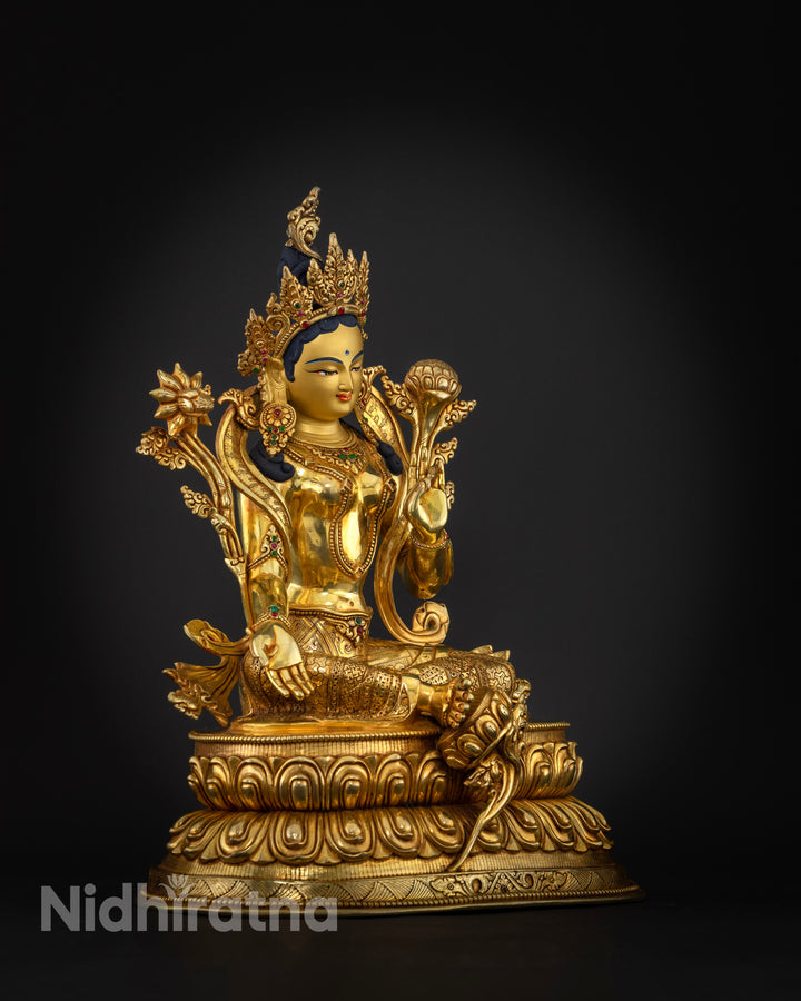 Green Tara Buddha Statue: Himalayan Tibetan Art