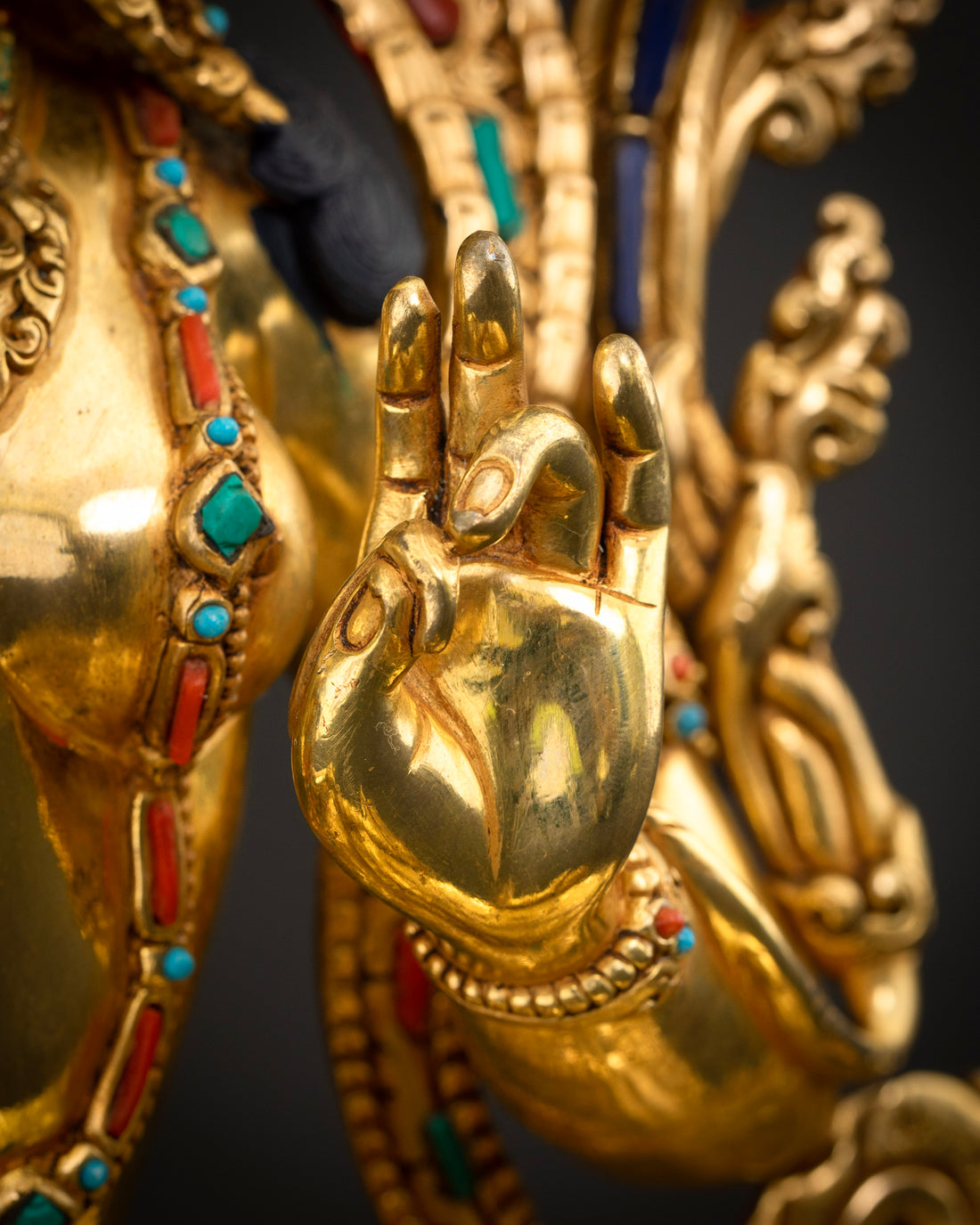 Compassionate Goddess Green Tara Statue in Gold Glided