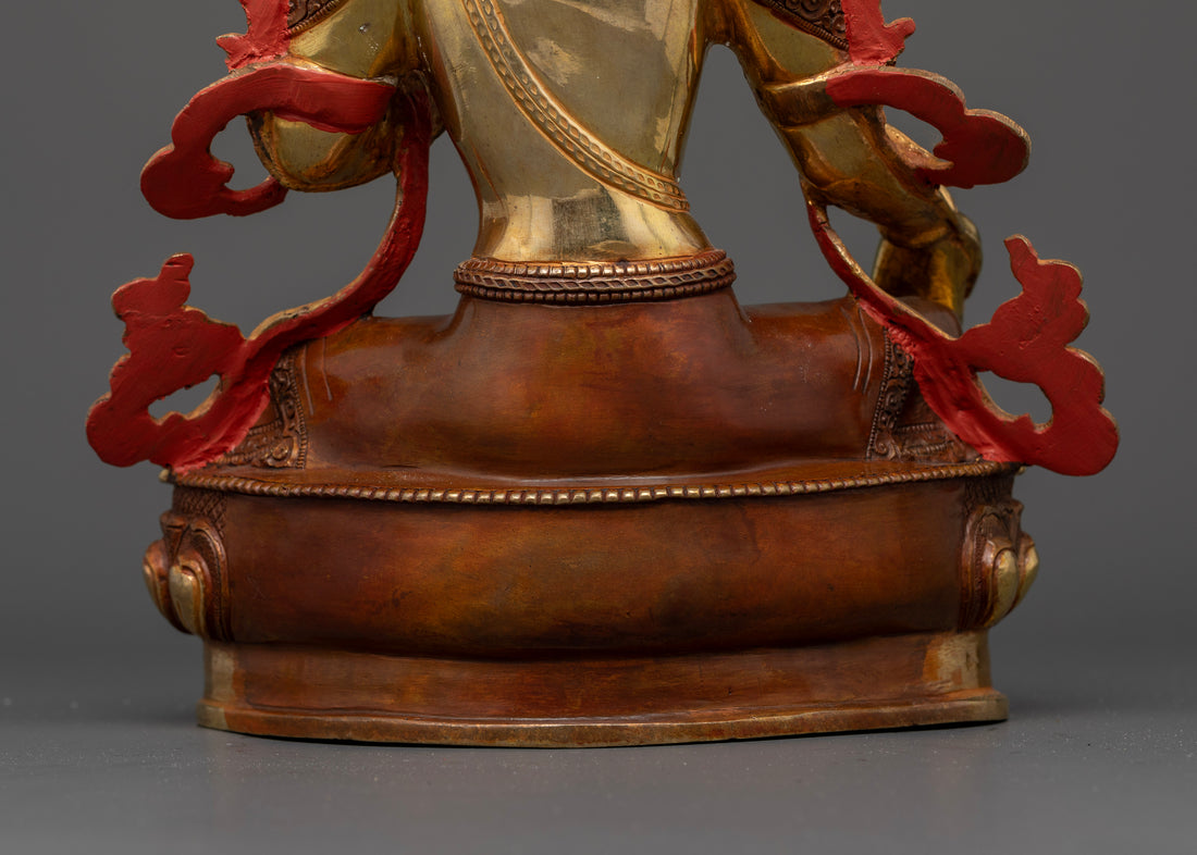 Half Oxidized and Half Gold Dolma (Green Tara) Statue