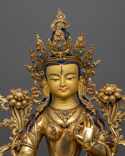 Premium White Tara Statue: Elegant Buddhist Art for Spiritual Healing