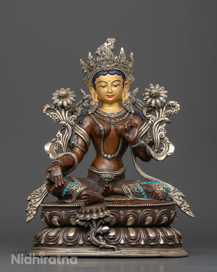 Oxidized Green Tara: The Goddess of Compassion and Enlightenment