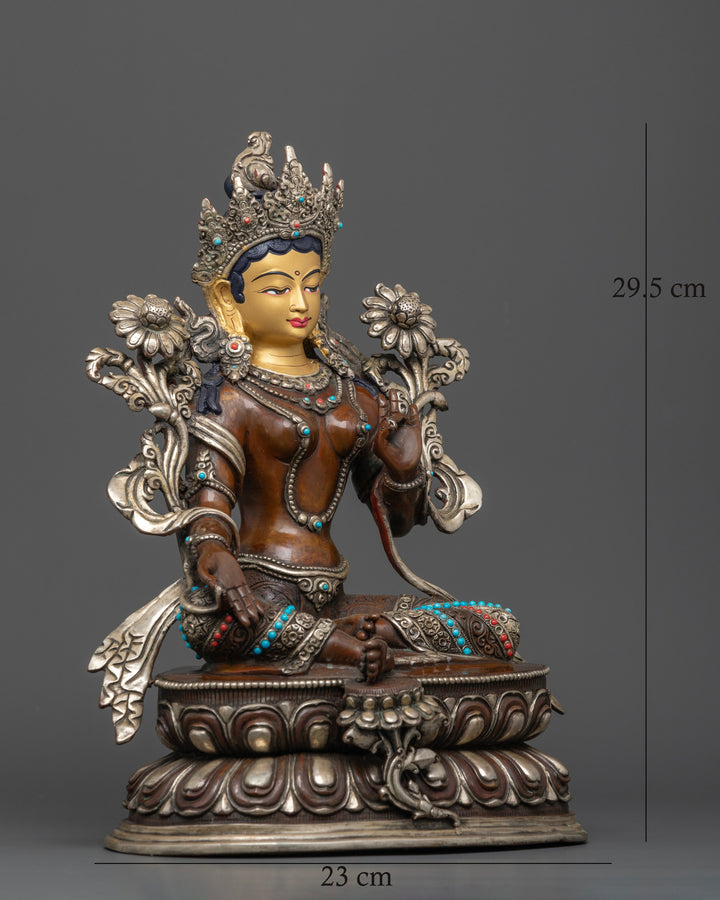 Oxidized Green Tara: The Goddess of Compassion and Enlightenment