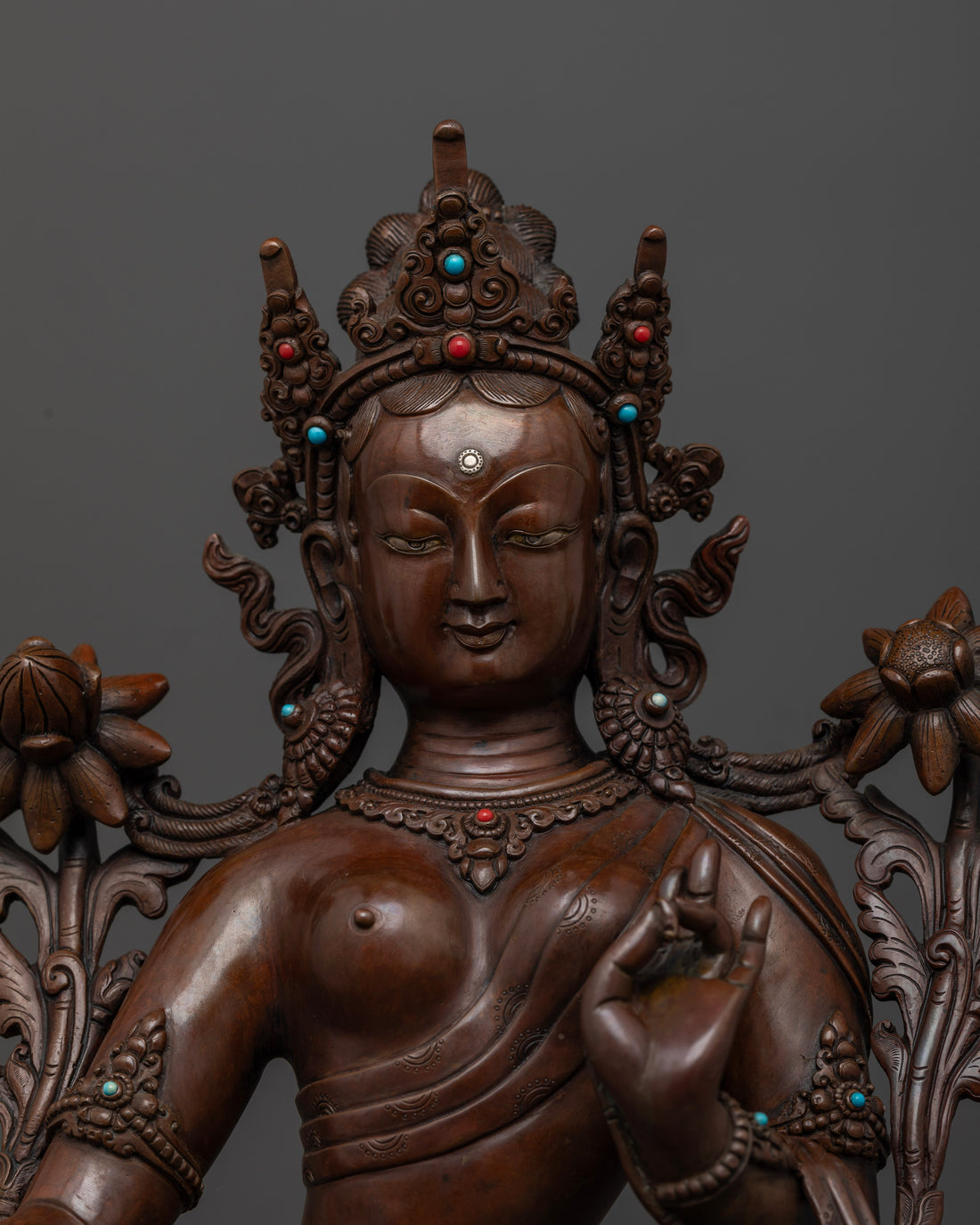 Sacred Mother Green Tara Statue in Meditative Pose