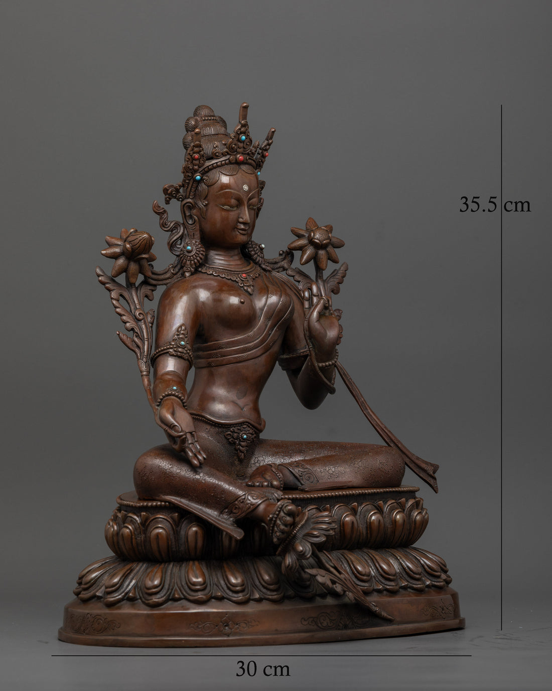 Sacred Mother Green Tara Statue in Meditative Pose