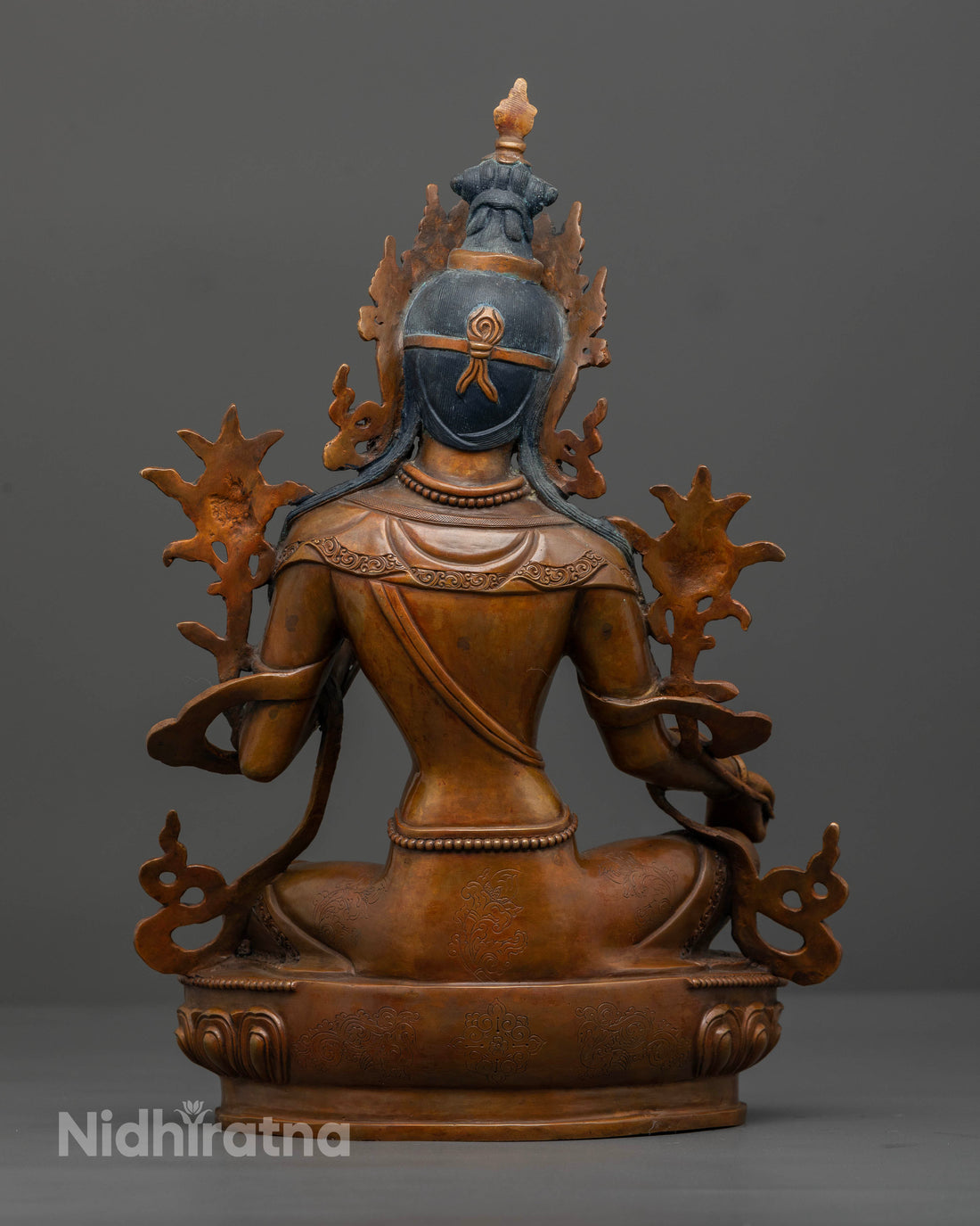 Antique Style Oxidized Green Tara Statue