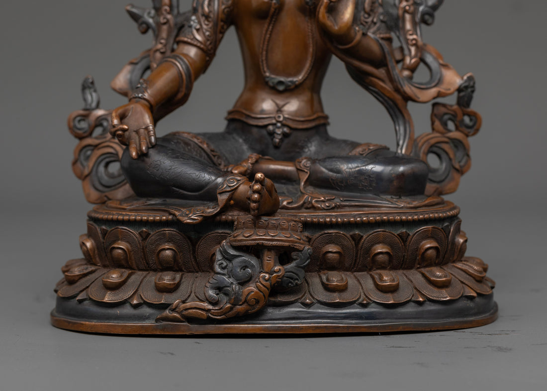 Tibetan Mother Dolma Statue in Oxidized Copper