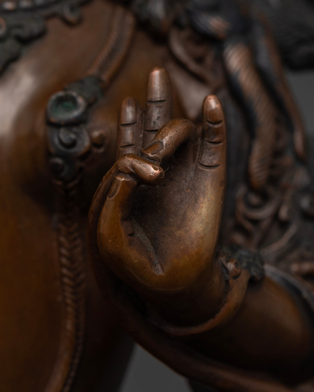 Tibetan Mother Dolma Statue in Oxidized Copper