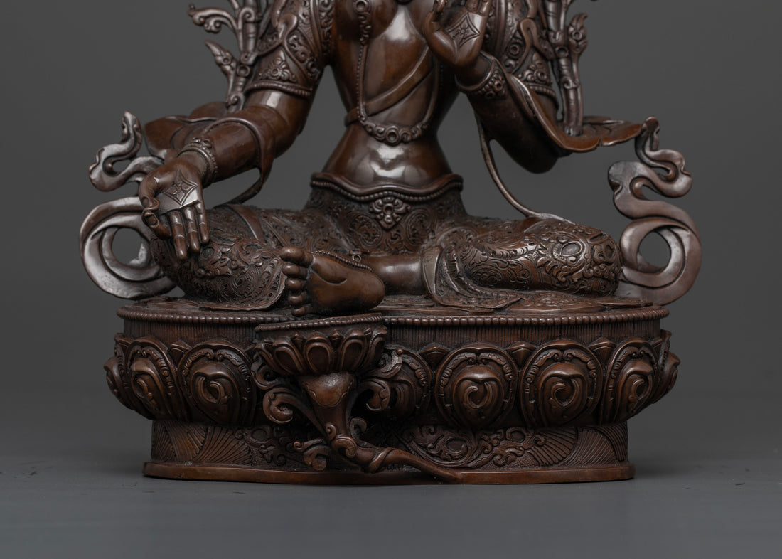 Oxidized Mother Green Tara Statue for Protection