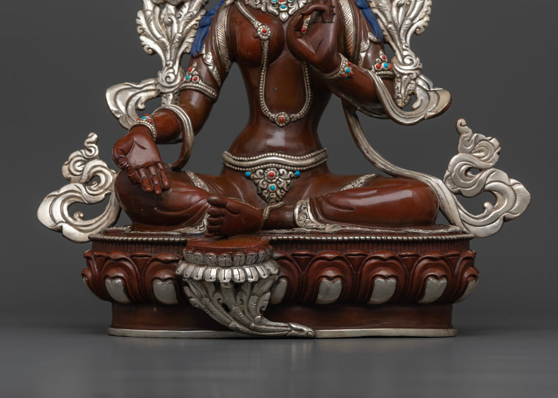 Green Tara in Silver and Oxidized Fusion