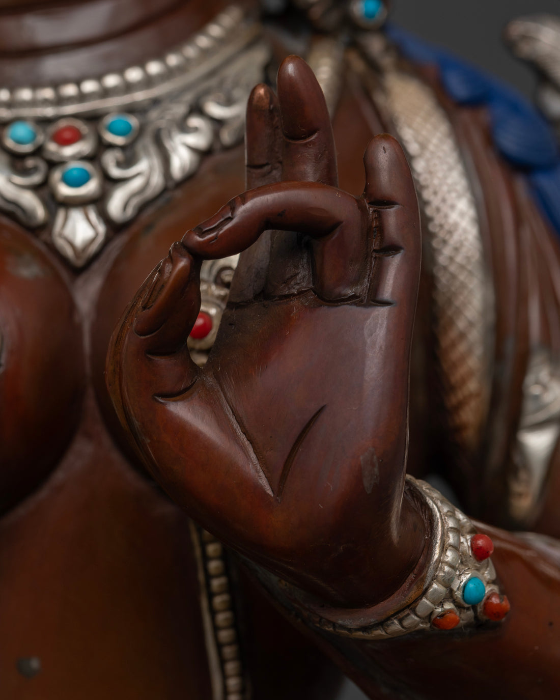 Green Tara in Silver and Oxidized Fusion