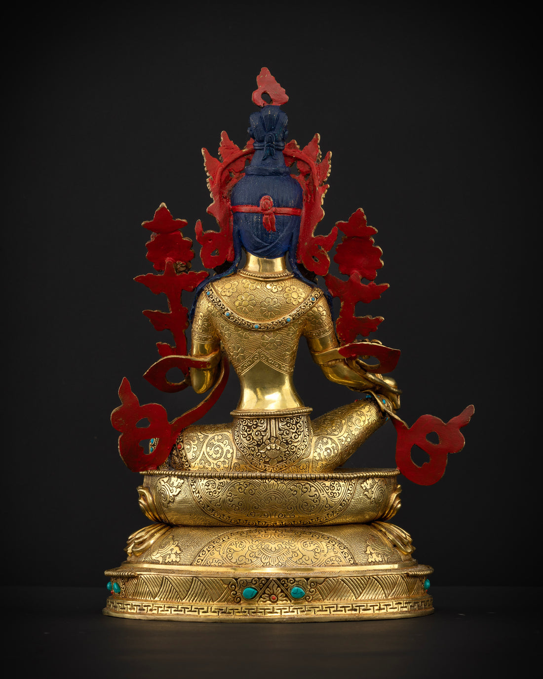 Golden Tara: Hand-Carved Masterpiece Adorned with Celestial Jewels