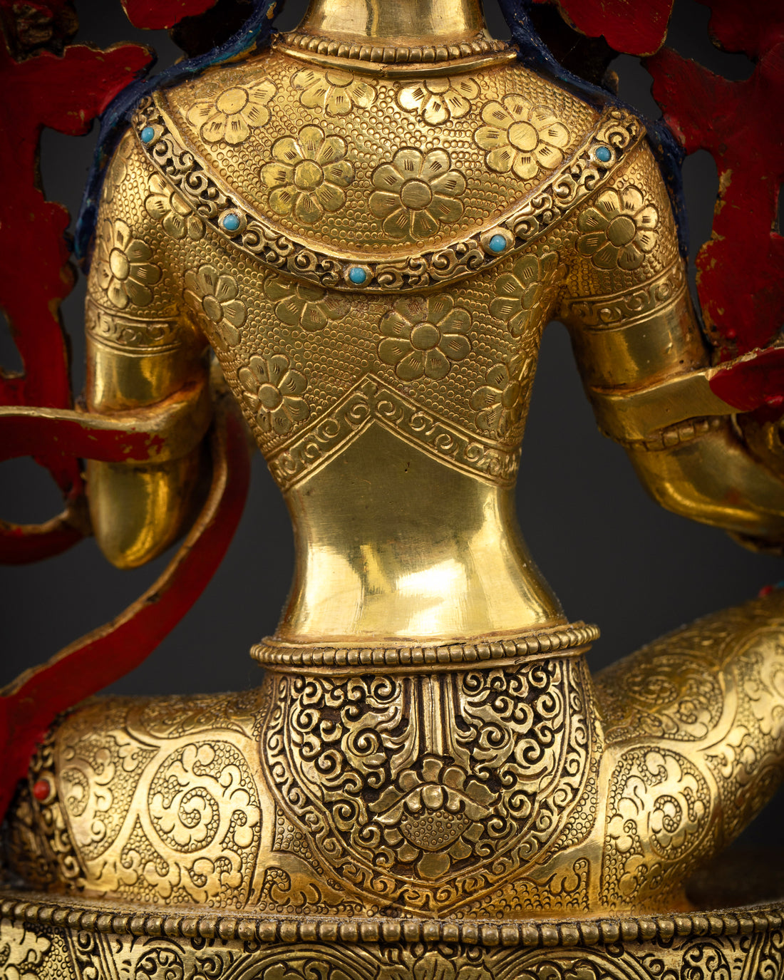 Golden Tara: Hand-Carved Masterpiece Adorned with Celestial Jewels