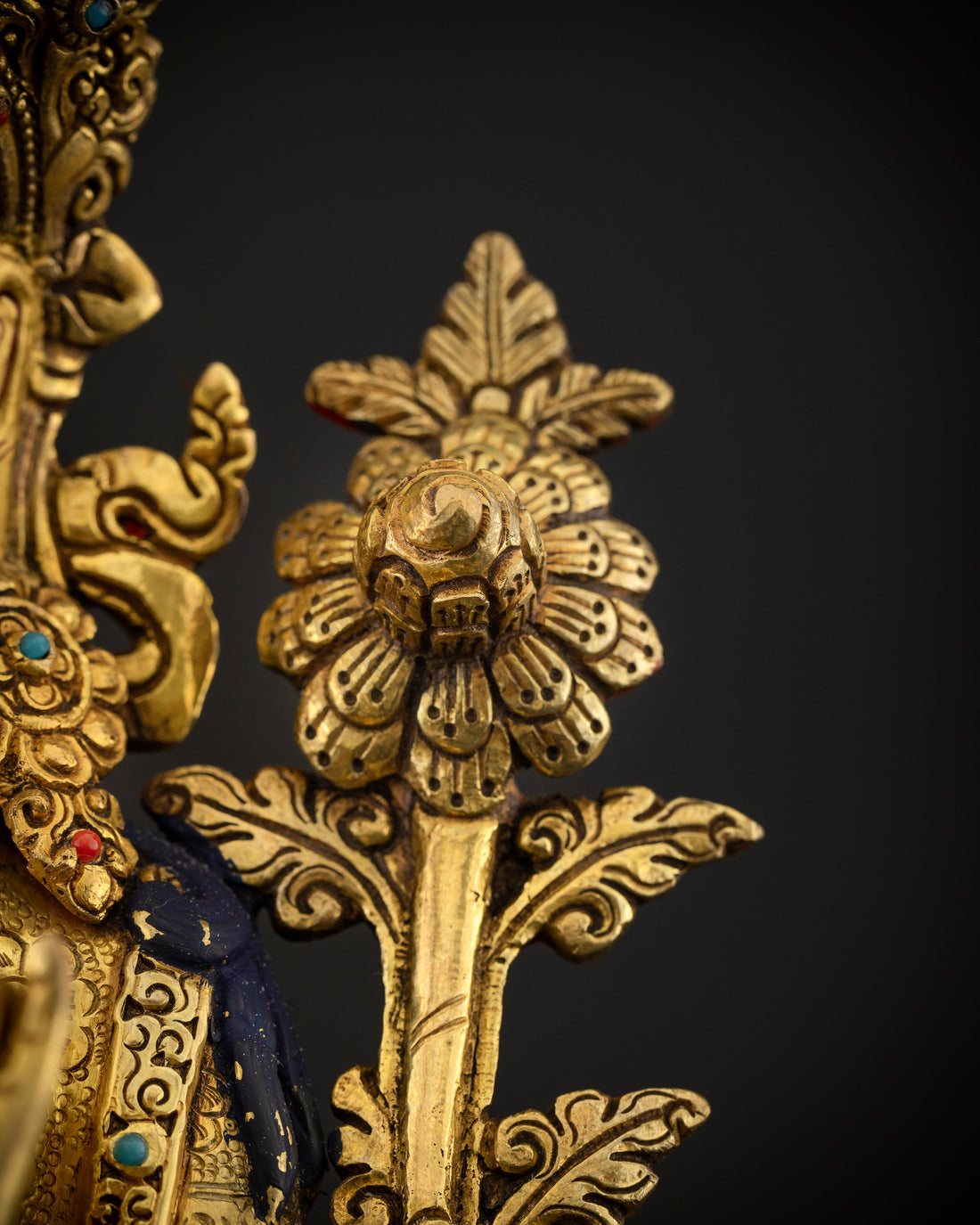 Golden Tara: Hand-Carved Masterpiece Adorned with Celestial Jewels