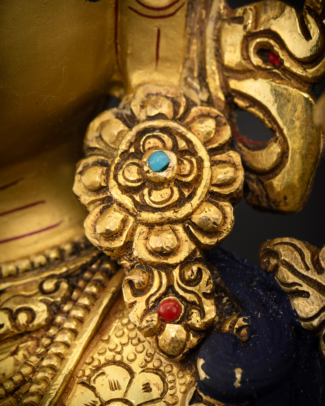 Golden Tara: Hand-Carved Masterpiece Adorned with Celestial Jewels