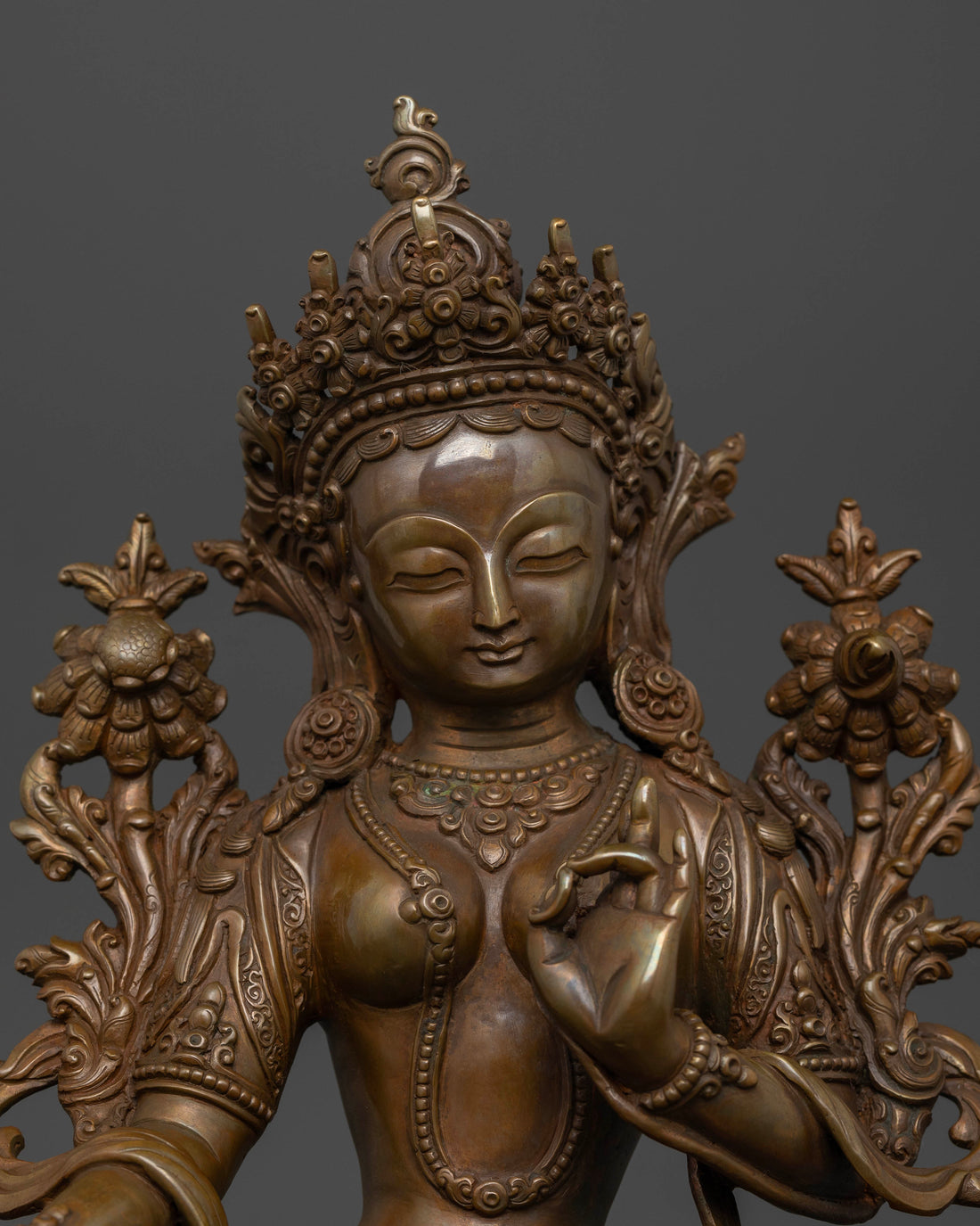 9.6 Inch Oxidized Green Tara: Goddess of Protection