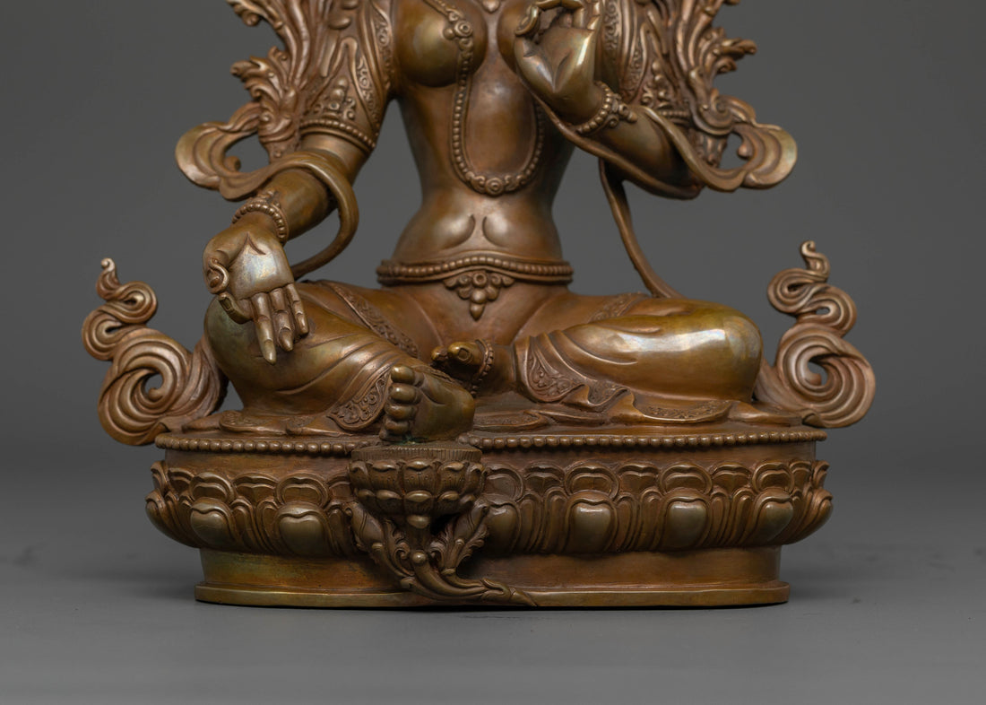 9.6 Inch Oxidized Green Tara: Goddess of Protection