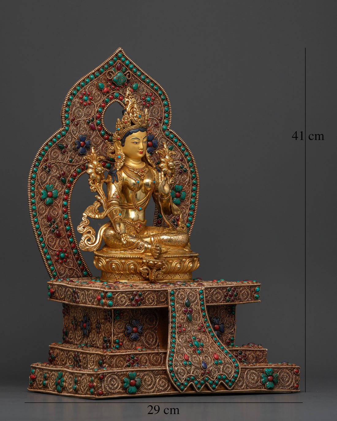 Throne-Seated Green Tara: A Sacred Representation Grace