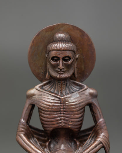 Gandhara style Fasting Buddha meditation statue on pedestal