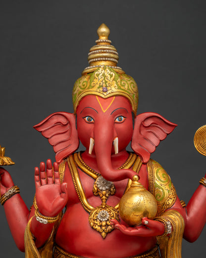 Adorable Ganesha Statue | Colorful Elephant God Sculpture from Nepal