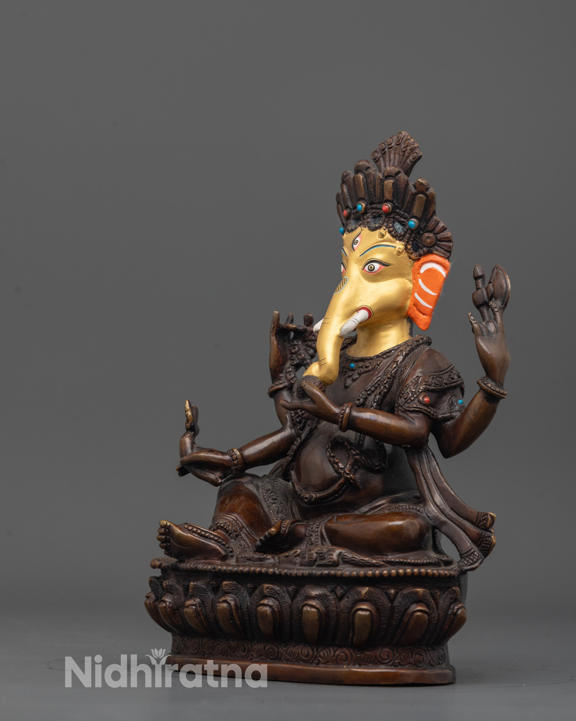 Oxidized Lord Ganesha Statue | Handcrafted Hindu Decor for Home Decor