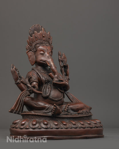 Ganesh Sculpture for Positive Energy | Handcrafted in Oxidized Copper