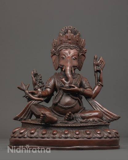 Ganesh Sculpture for Positive Energy | Handcrafted in Oxidized Copper