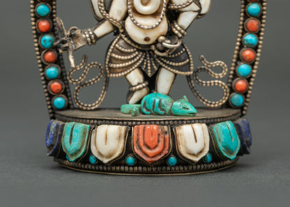 White Stone Standing Ganesha Sculpture | Handcrafted In Nepal