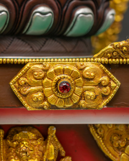 Ganesha Statue On Vibrant Throne | Oxidized Copper Sculpture from Nepal